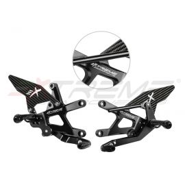 Extreme Components GP EVO REAR SETS KIT FOR KAWASAKI ZX 10 R (2016/2021) (REVERSE SHIFTING) WITH CARBON FIBER HEEL GUARD (BLACK)